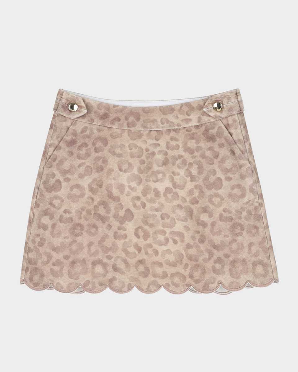 Girl's Animal-Print Velvet Mini Skirt, Size 4-